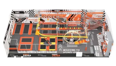 Zatvoreni centar za mekanu igru sa stazom za uže i trampolinom